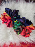 Abstract Rainbow Satin Scrunchie