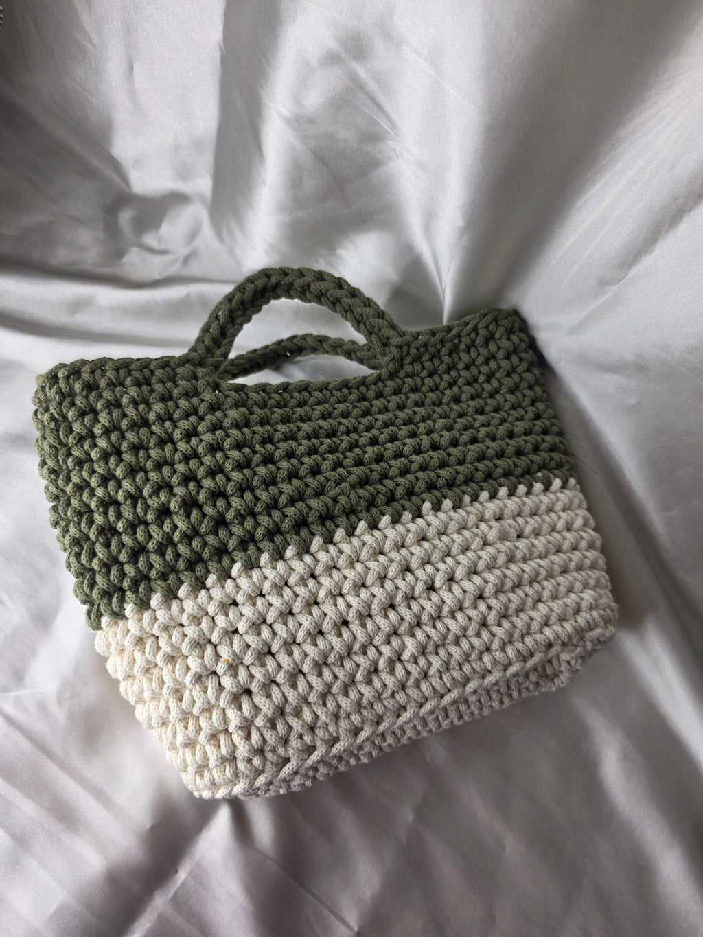 Army Green & Cream Yarn Bag