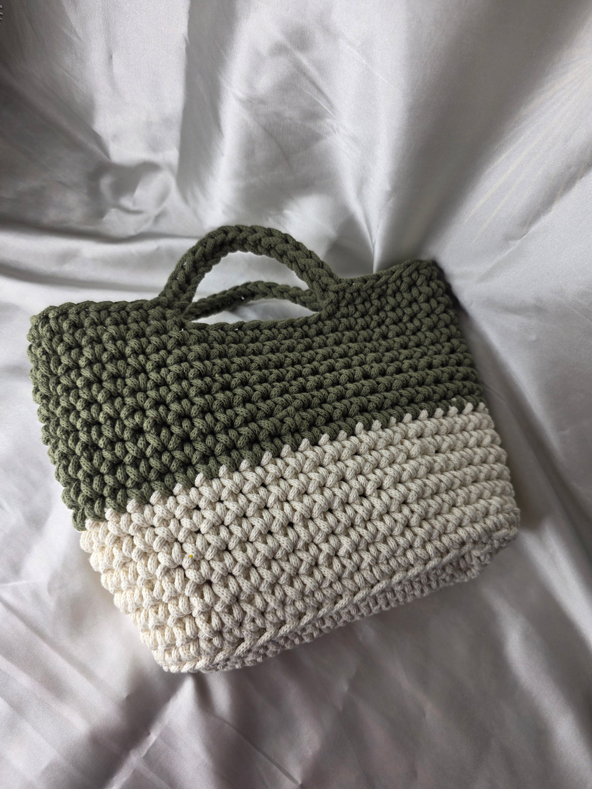 Army Green & Cream Yarn Bag