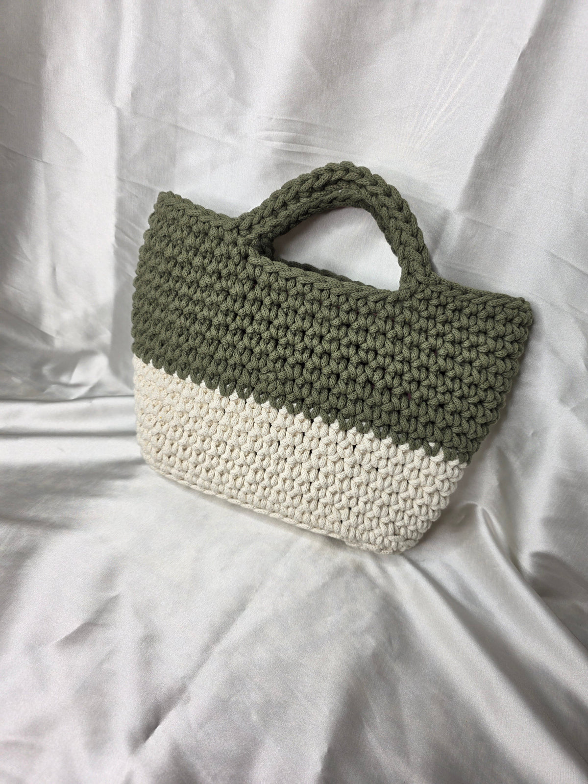 Army Green & Cream Yarn Bag