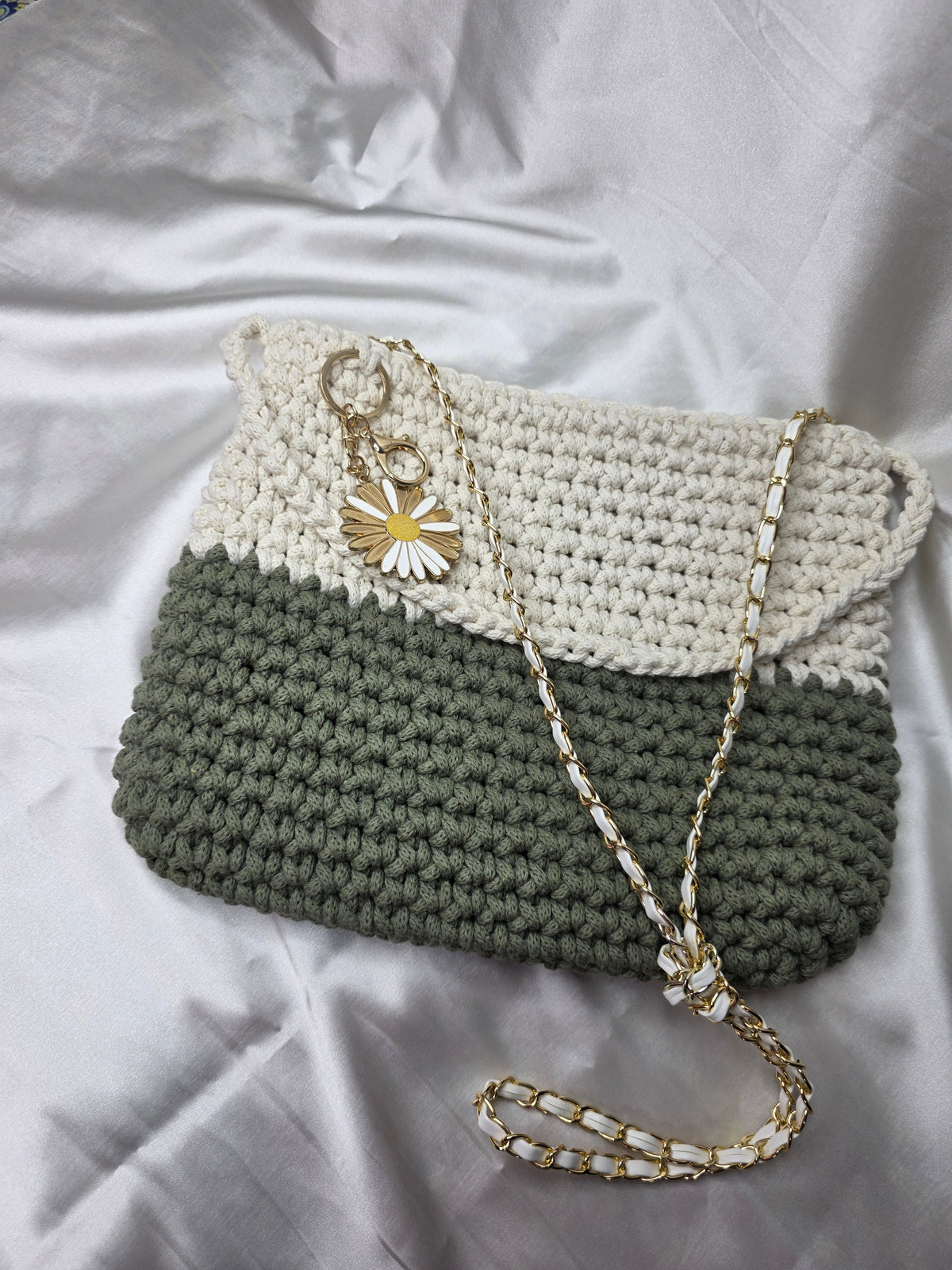 Olive-Twist Daisy Handcrafted Bag