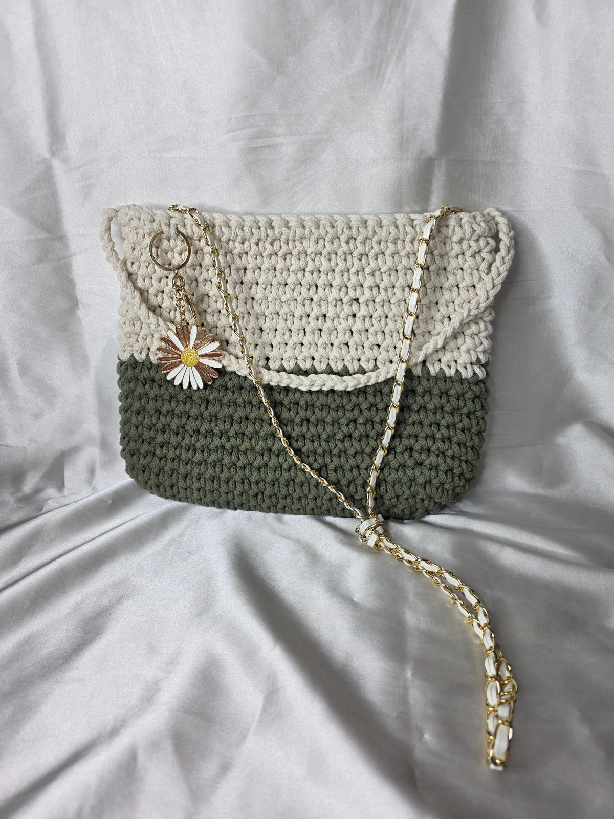 Olive-Twist Daisy Handcrafted Bag