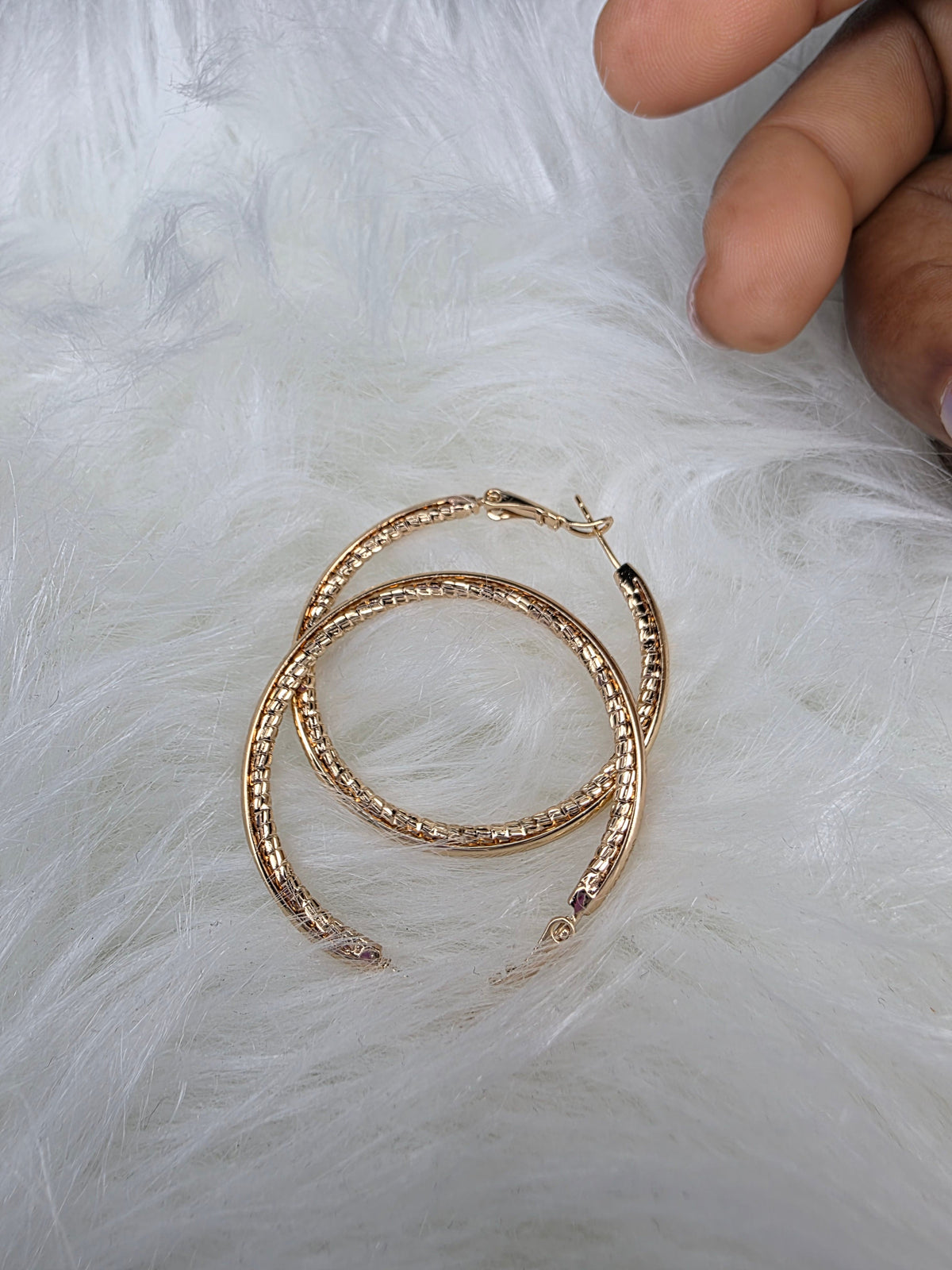 Grid Mesh Gold Hoops