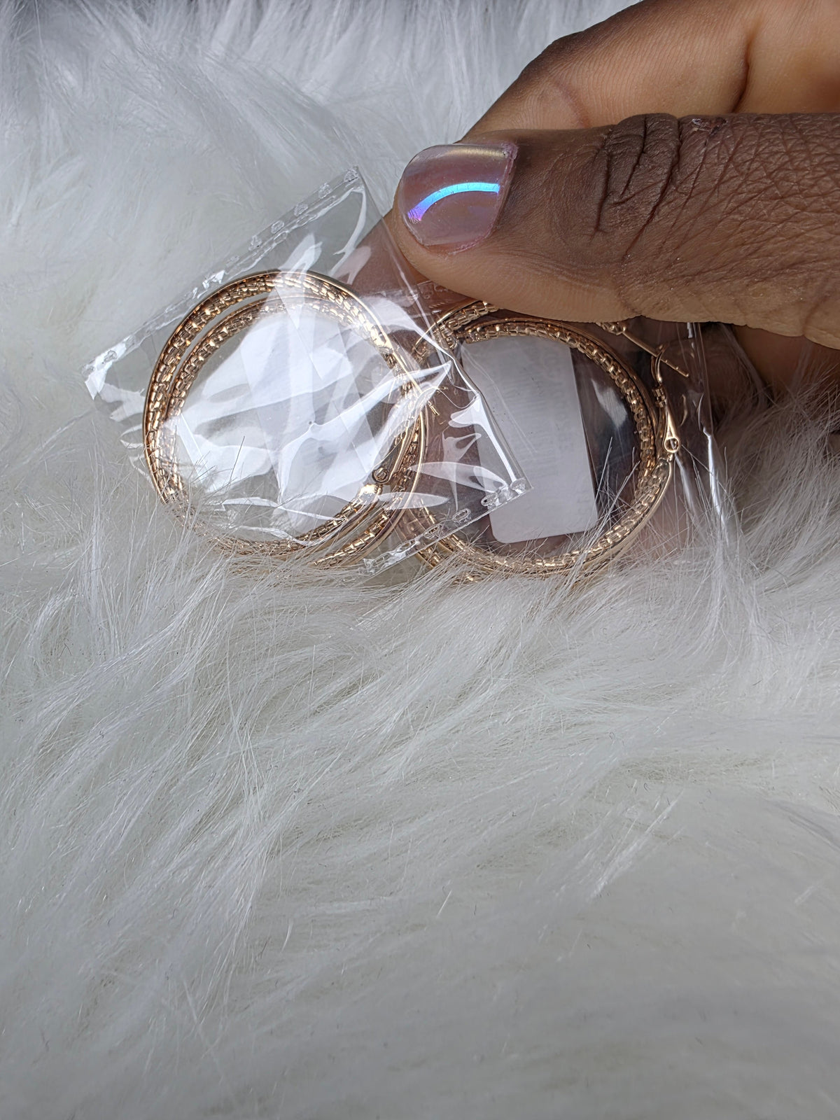 Grid Mesh Gold Hoops