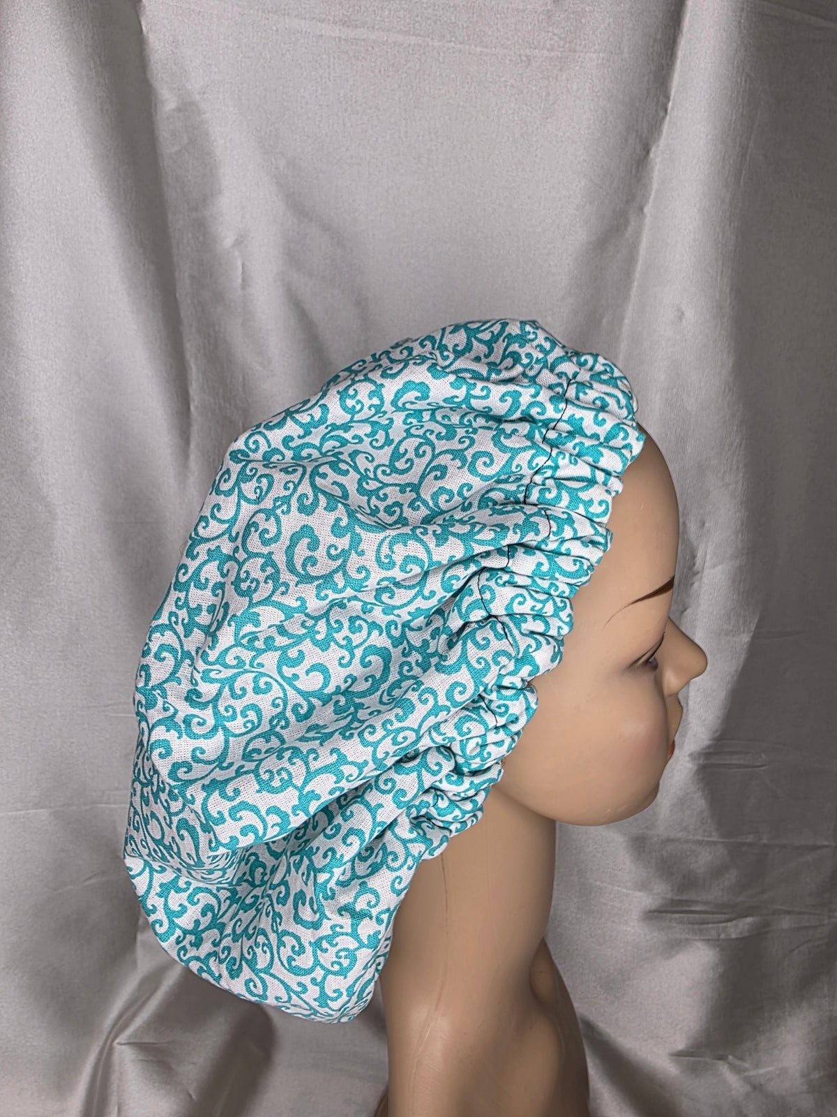 Sky Blue Floral Silk Bonnet