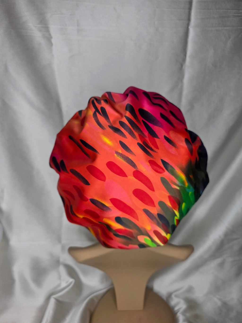 Peacock Multicolored Satin Bonnet