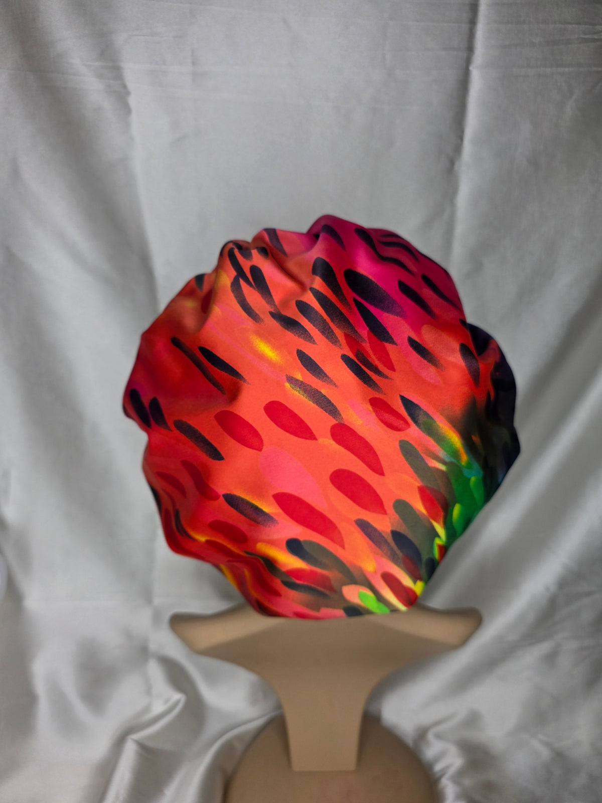 Peacock Multicolored Satin Bonnet