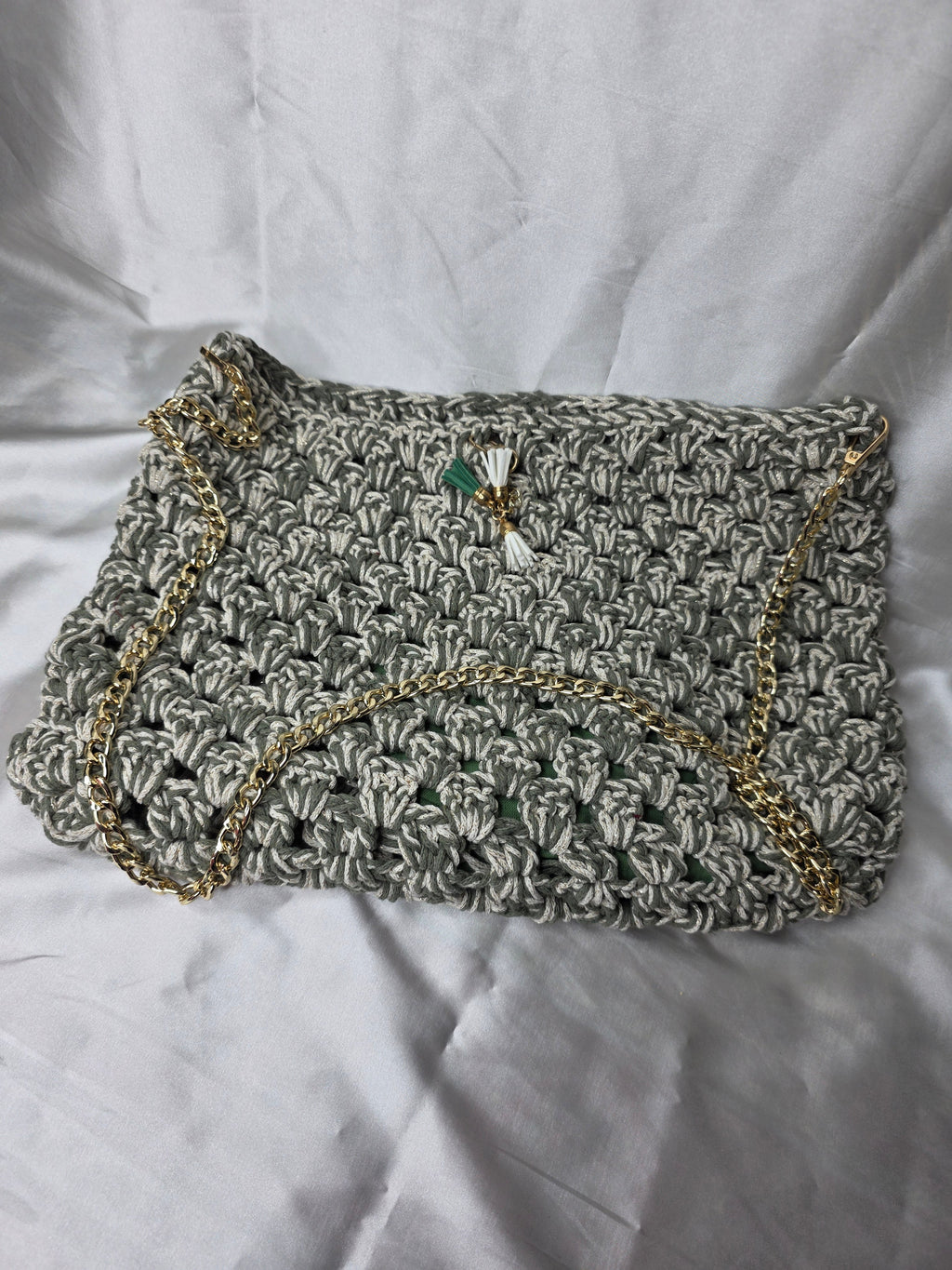 Glacier Grey & Chain Yarn Bag