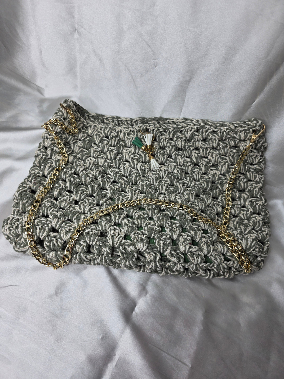 Glacier Grey & Chain Yarn Bag