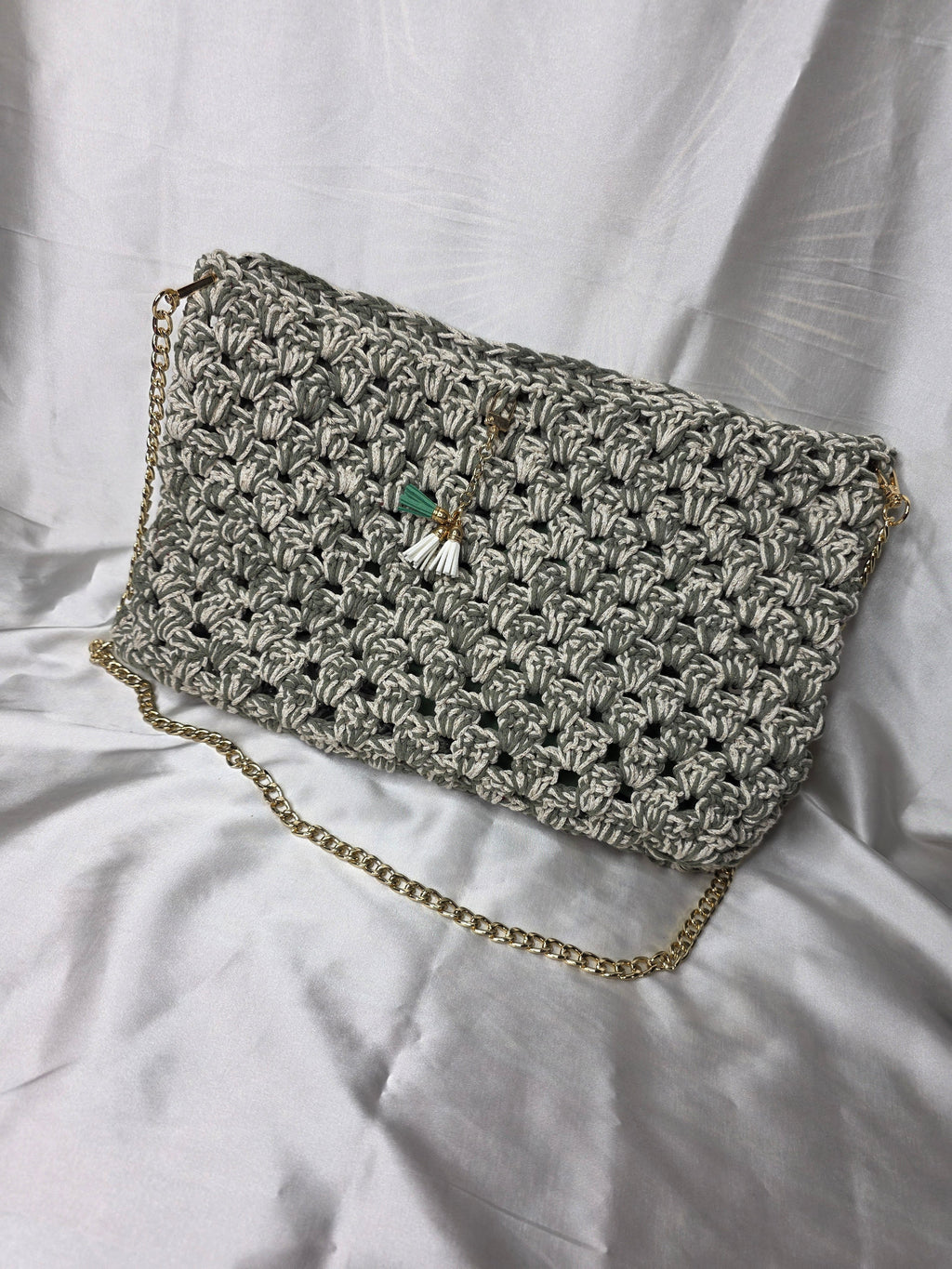 Glacier Grey & Chain Yarn Bag