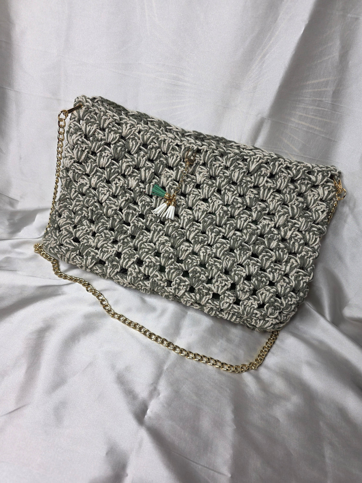 Glacier Grey & Chain Yarn Bag