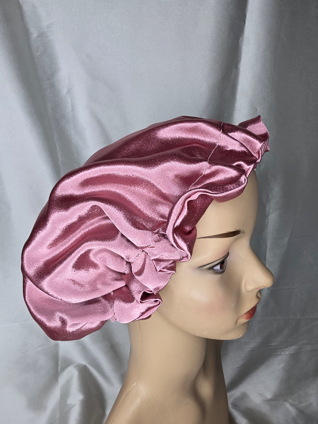 Shimmery Pink Bow Silk Bonnet