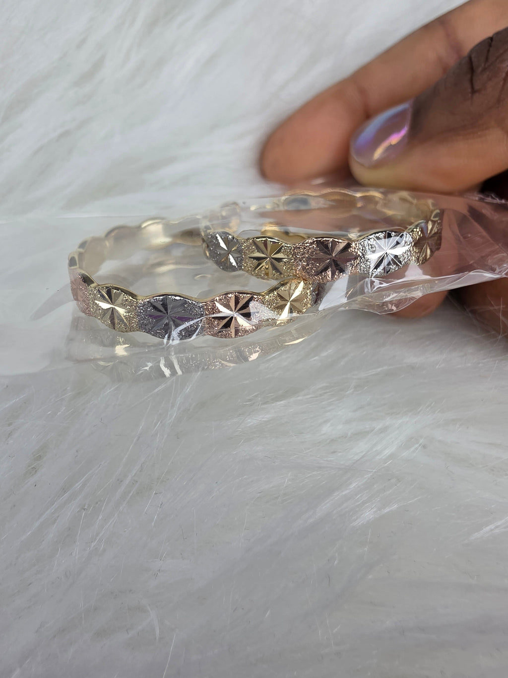 Tri-Color Diamond-Cut Earrings