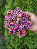 Jumbo Tropical Floral Satin Scrunchie
